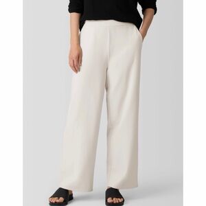 Eileen Fisher Washable Flex Ponte Wide Leg Pants Bone
